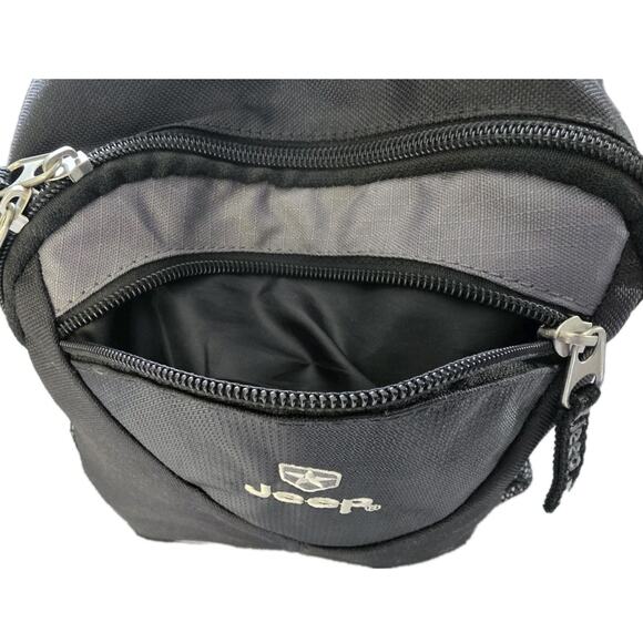 Jeep Mini Backpack In Black/Gray/White W/Logo, 2 Zip Compartments, 2 Mesh Sides - Picture 6 of 11
